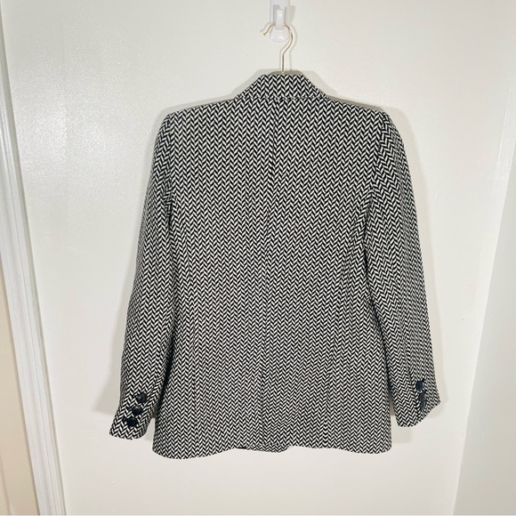 NEW Anine Bing Fishbone Blazer Black Off-White Relaxed Fit Preppy Academia Wool - Picture 10 of 10
